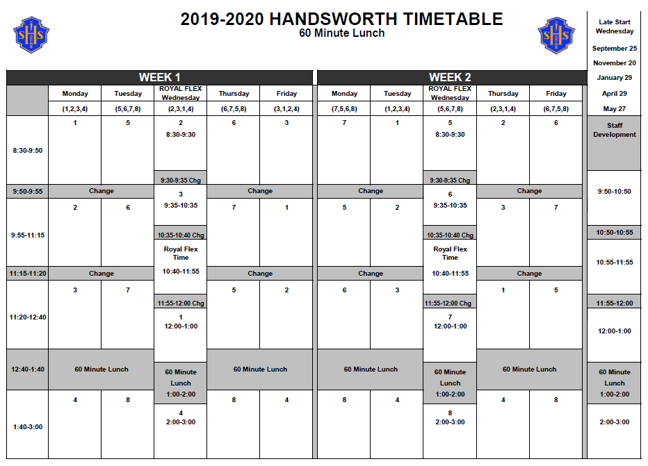 Timetable - École Handsworth Secondary